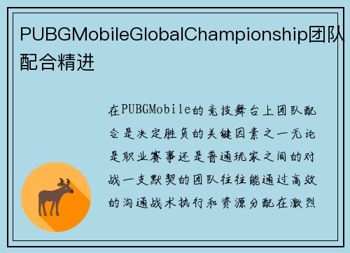 PUBGMobileGlobalChampionship团队配合精进