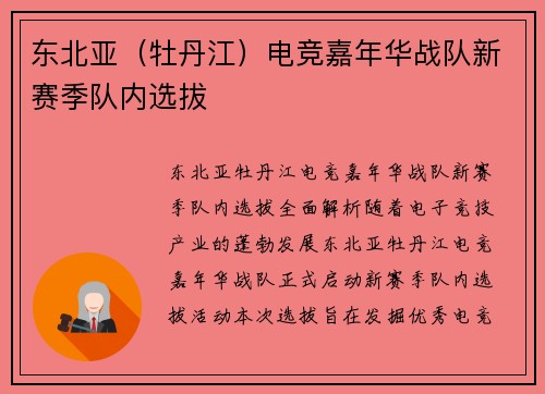 东北亚（牡丹江）电竞嘉年华战队新赛季队内选拔